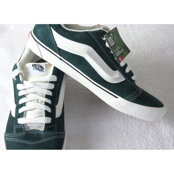 Vans Men's Knu Skool Pig Suede Dark Green White Striped Shoes size 13 NIB - Picture 4 of 5